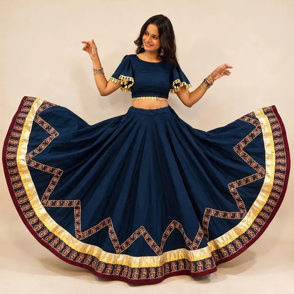 Teal_Blue_Cotton_Lehenga_For_Women