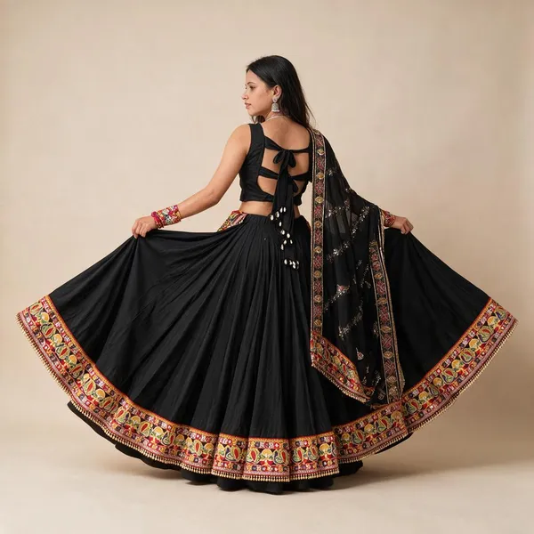 Black_Cotton_Flared_Chaniya_Choli_For_Women