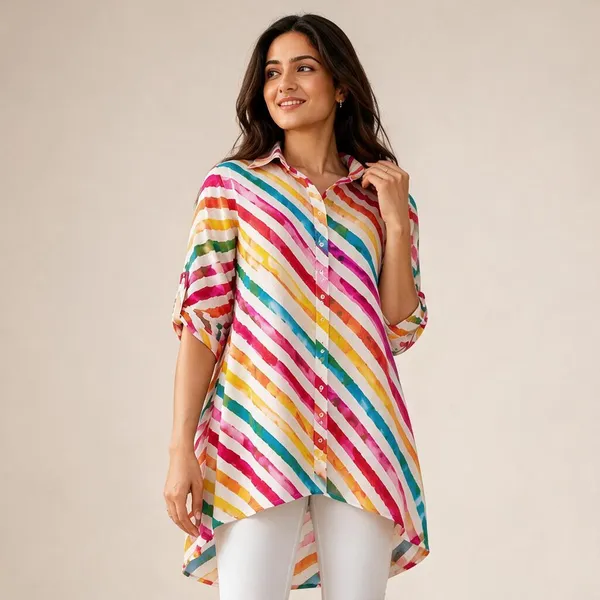 Multicolour_Georgette_Relaxed_Asymmetric_Shirt_For_Women