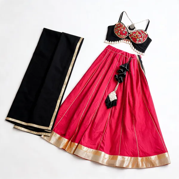 Rani_Pink_Cotton_Full_Flair_Chaniya_Choli_Set_For_Women