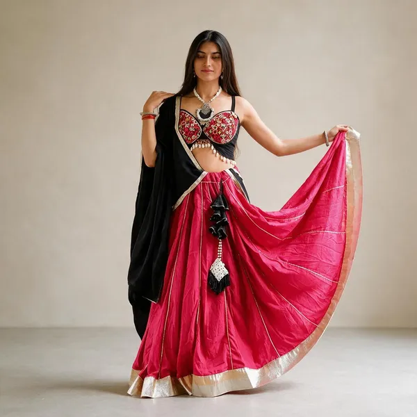 Rani_Pink_Cotton_Full_Flair_Chaniya_Choli_Set_For_Women