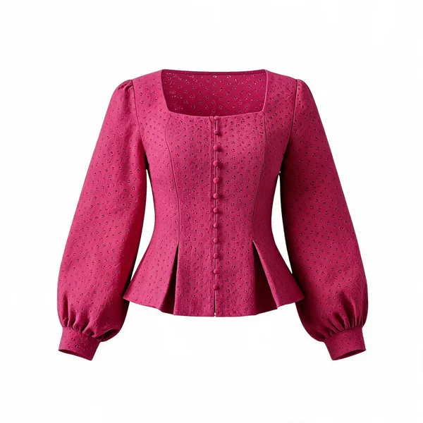 Magenta_Cotton_Eyelet_Peplum_Crop_Shirt_For_Women