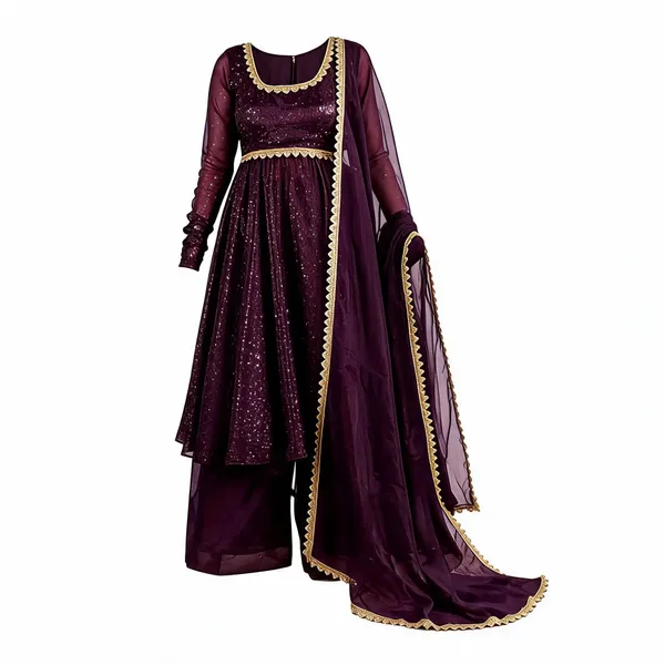 Dark_Plum_Embellished_Anarkali_Set_With_Dupatta_For_Women