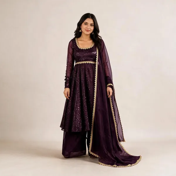Dark_Plum_Embellished_Anarkali_Set_With_Dupatta_For_Women