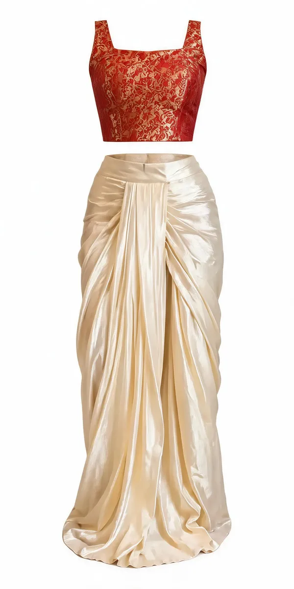 Off_White_Pink_Brocade_Shimmer_Drape_Co_Ord_Set_For_Women