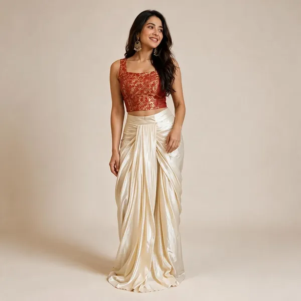 Off_White_Pink_Brocade_Shimmer_Drape_Co_Ord_Set_For_Women