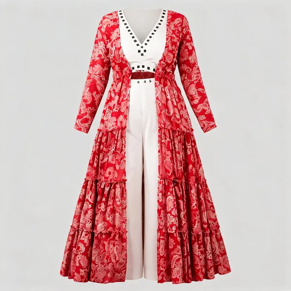 White_Georgette_Mirror_Work_Embroidered_Shrug_Palazzo_Set_For_Women