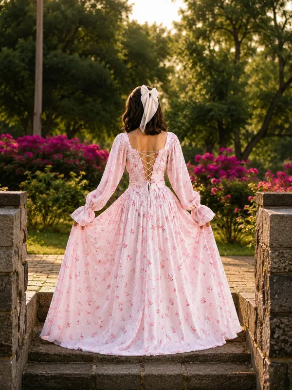 White_Mulmul_Corset_Floral_Maxi_Dress_For_Women
