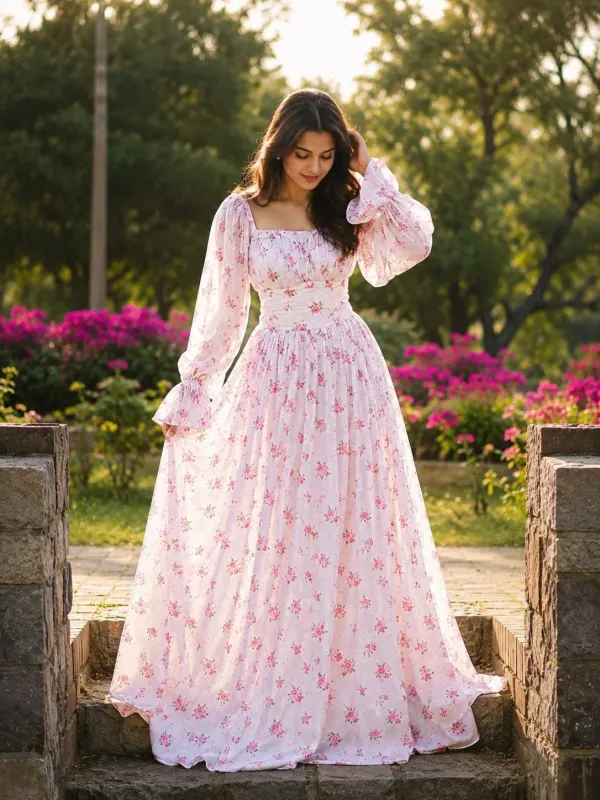 White_Mulmul_Corset_Floral_Maxi_Dress_For_Women
