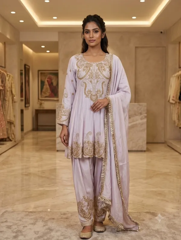 Lavender_Embroidered_Kurta_Set_For_Women