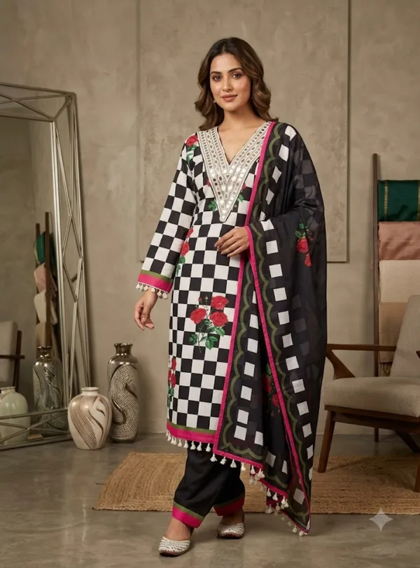 Black_Printed_Straight_Kurta_Set_For_Women