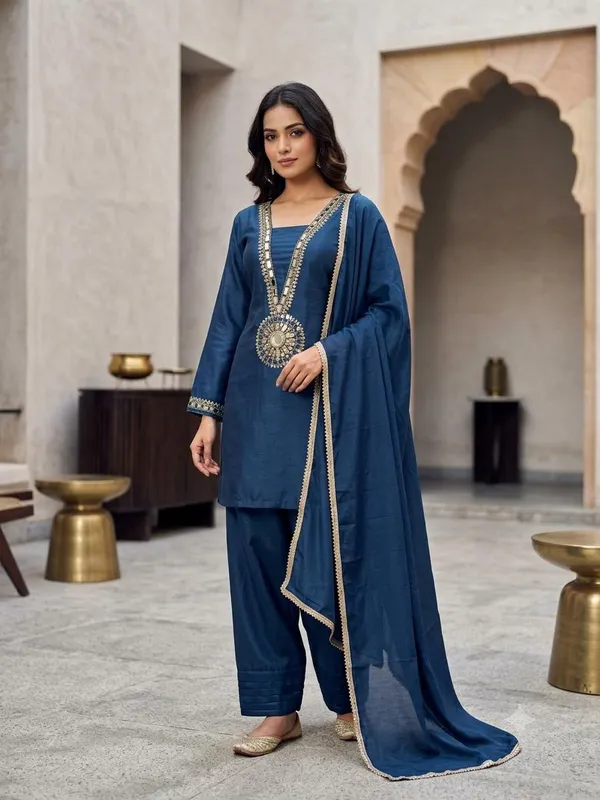 Blue_Embellished_Ethnic_Suit_Set_For_Women
