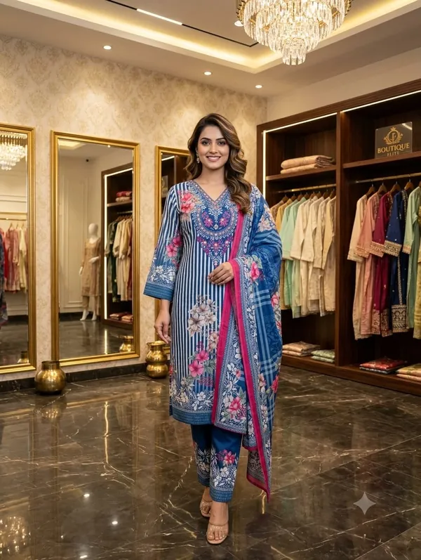 Blue_Printed_Straight_Kurta_Pant_Set_For_Women