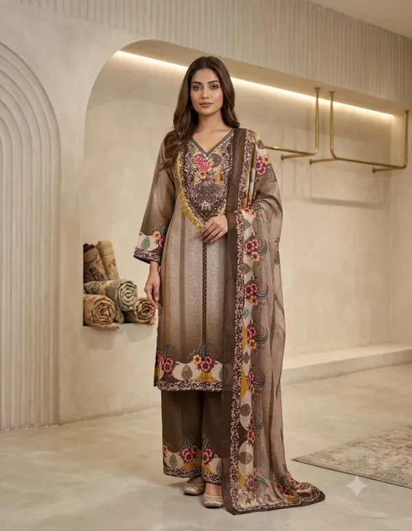 Brown_Floral_Printed_Straight_Suit_Set_For_Women