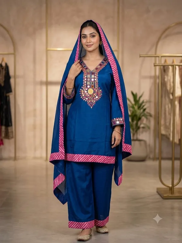Blue_Embroidered_Straight_Kurta_Set_For_Women