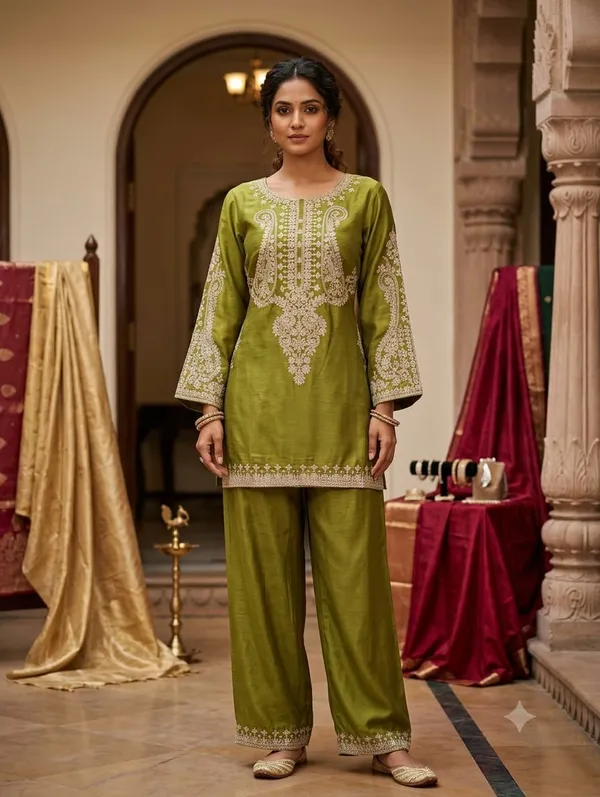 Green_Embroidered_Straight_Kurta_Set_For_Women