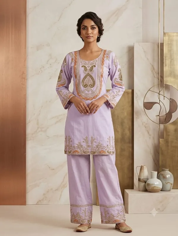 Lavender_Embroidered_Kurta_Set_For_Women