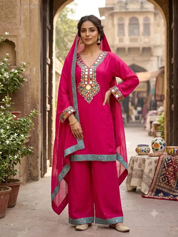 Magenta_Embroidered_Kurta_Set_For_Women