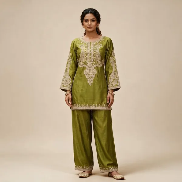 Green_Embroidered_Straight_Kurta_Set_For_Women