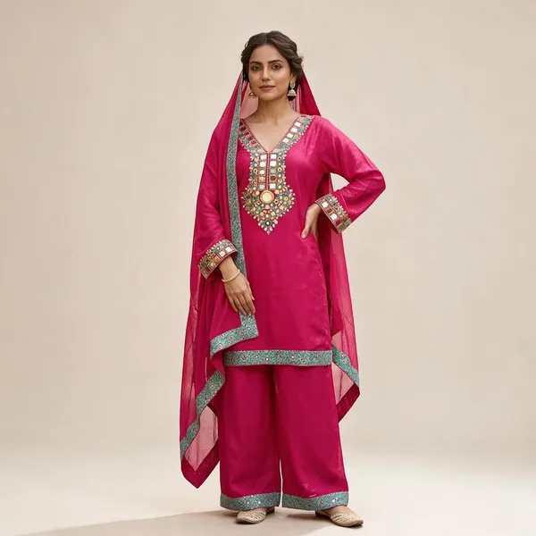 Magenta_Embroidered_Kurta_Set_For_Women