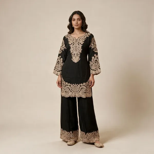 Black_Embroidered_Kurta_Palazzo_Set_For_Women