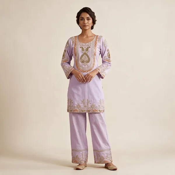 Lavender_Embroidered_Kurta_Set_For_Women