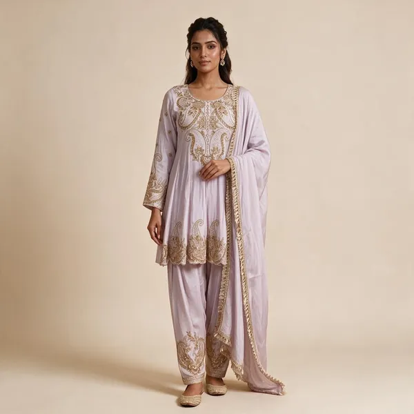 Lavender_Embroidered_Kurta_Set_For_Women