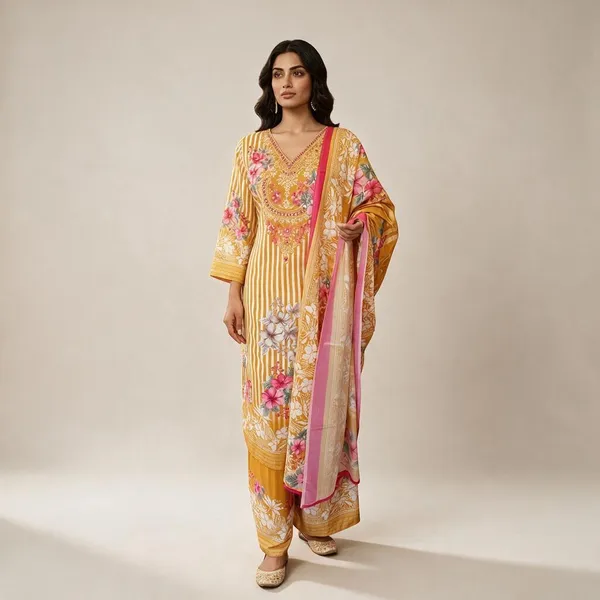 Mustard_Printed_Straight_Kurta_Set_For_Women