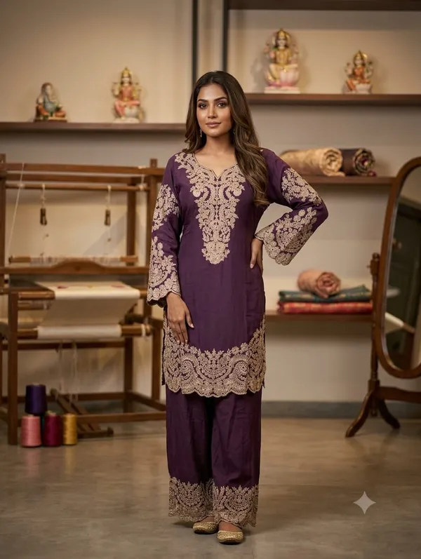 Purple_Embroidered_Straight_Kurta_Set_For_Women