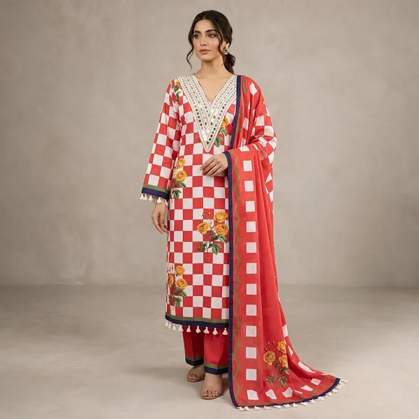 Red_Printed_Straight_Kurta_Set_For_Women
