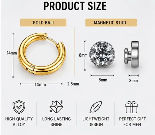 Men_S_Magnetic_Earrings_And_Stud_Combo_Set