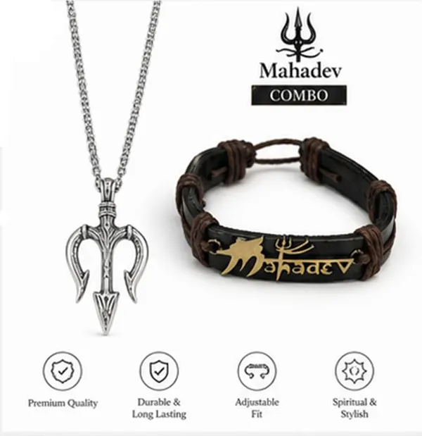 Mahadev_Trishul_Pendant_Chain_And_Bracelet_Combo