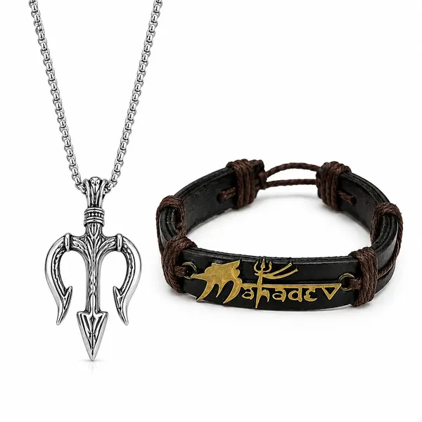 Mahadev_Trishul_Pendant_Chain_And_Bracelet_Combo