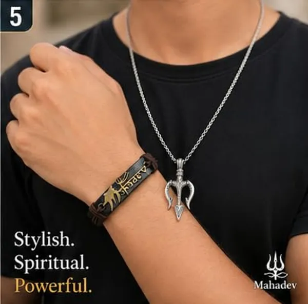 Mahadev_Trishul_Pendant_Chain_And_Bracelet_Combo