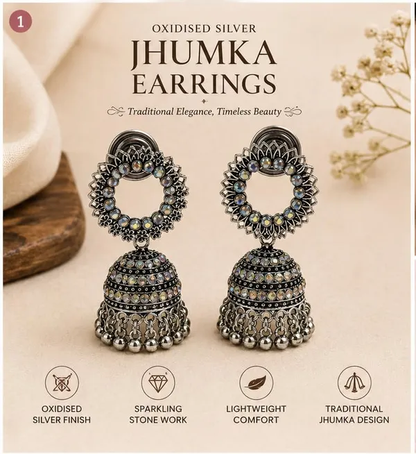 Oxidised_Silver_Jhumka_Earrings