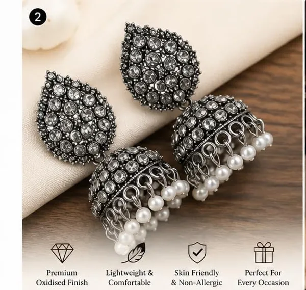 Oxidised_Silver_Plated_Jhumki_Earrings