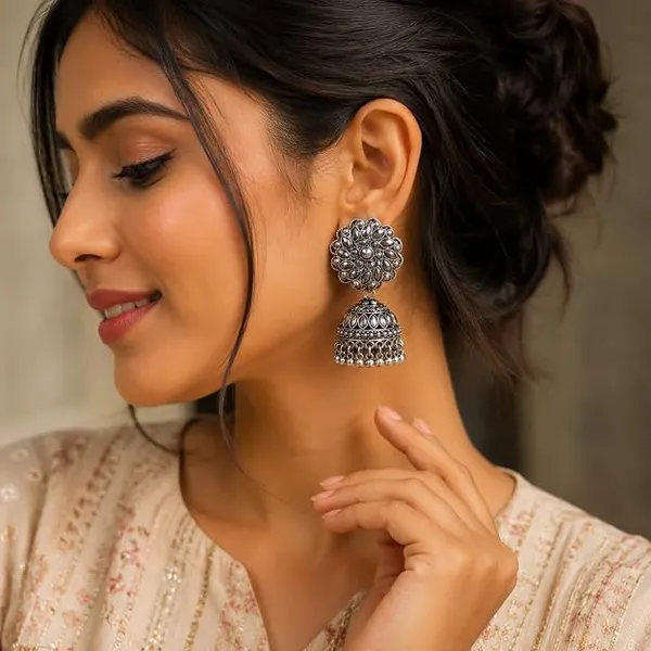 Oxidised_Jhumki_Earrings