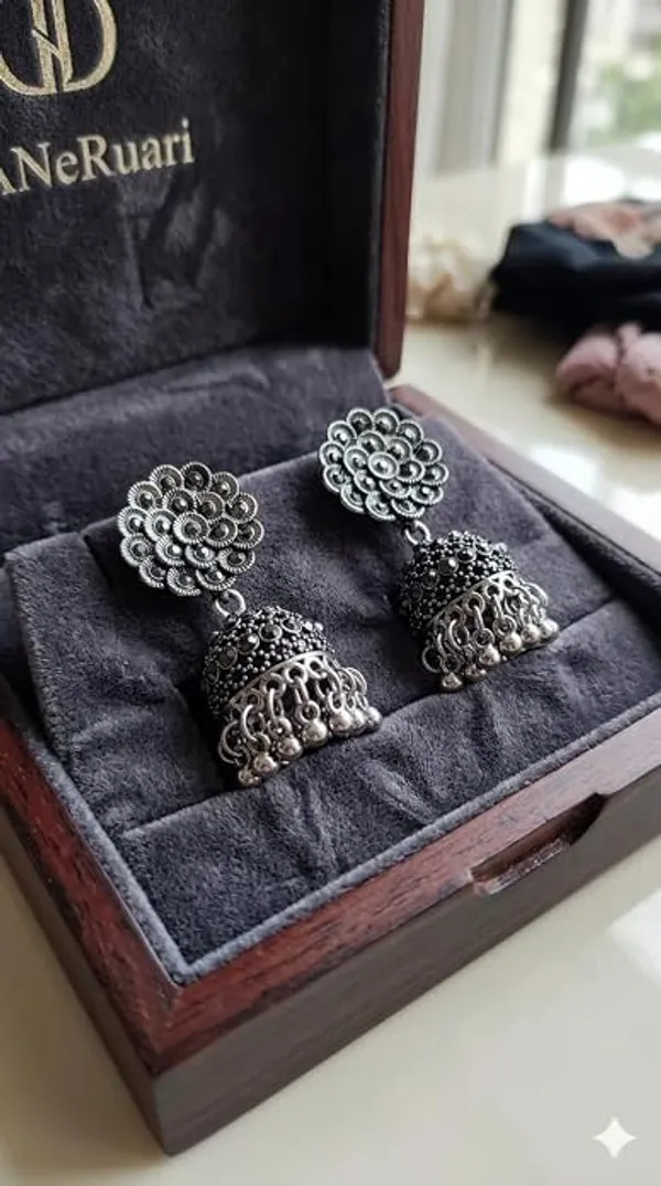 Oxidised_Stone_Jhumki_Earrings