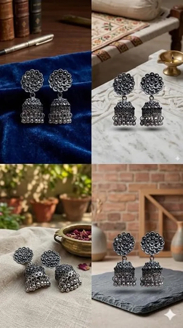 Oxidised_Stone_Jhumki_Earrings