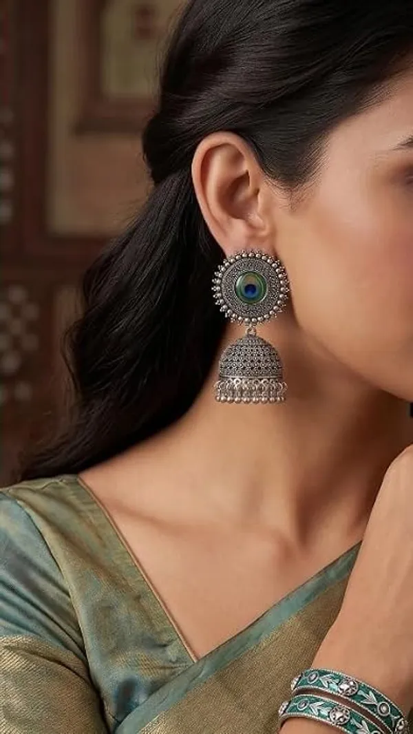 Oxidised_Jhumki_Earrings