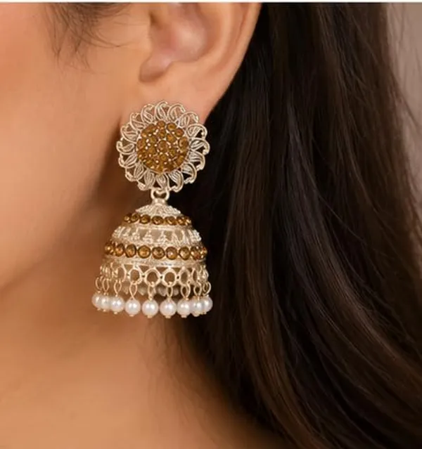Oxidised_Silver_Plated_Pearl_Jhumka_Earrings