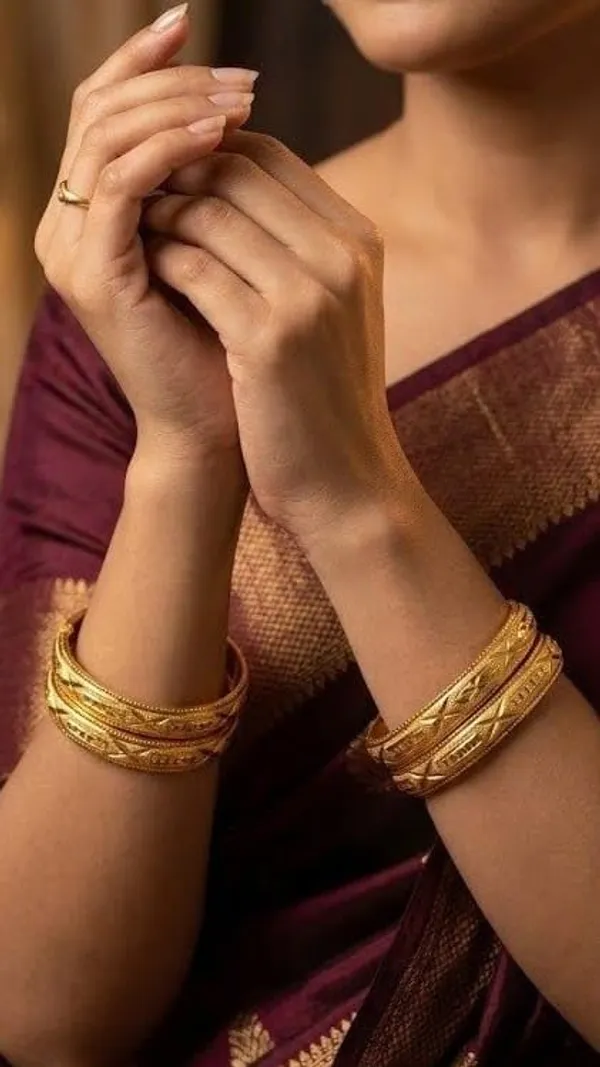 Women_S_Gold_Plated_Engraved_Bangles