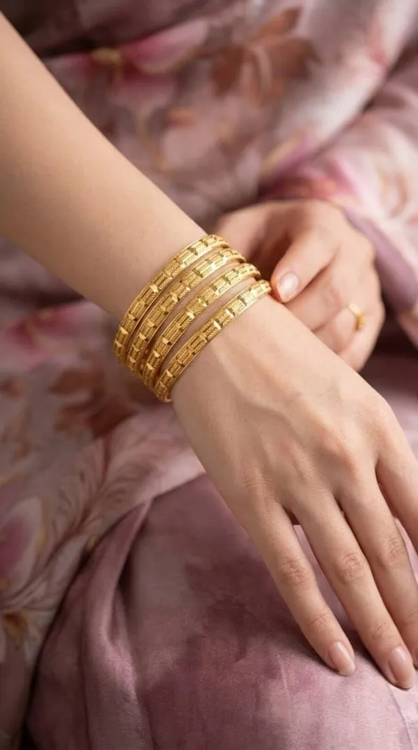 Women_S_Gold_Plated_Textured_Bangles