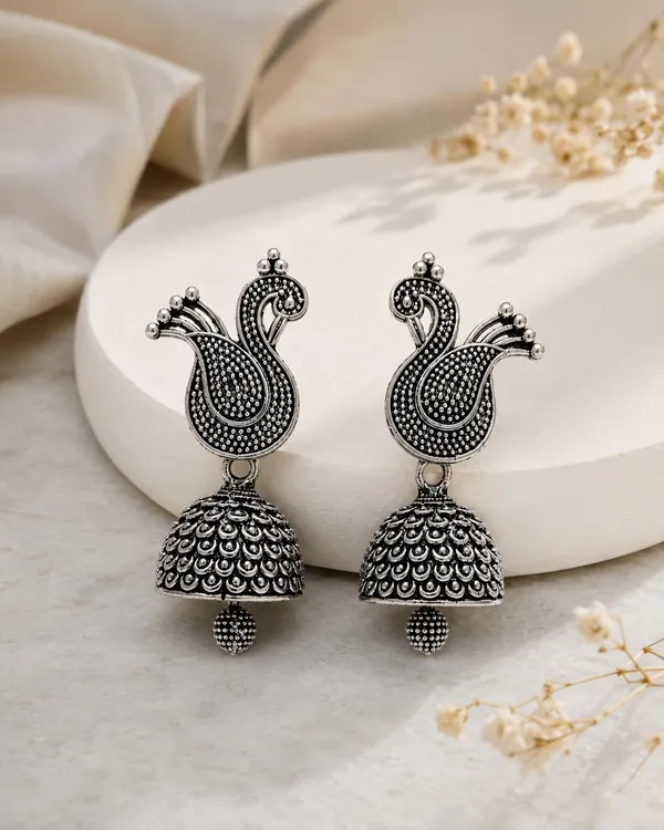 Oxidized_Silver_Jhumka_Earrings