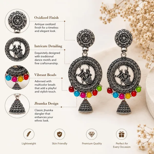 Oxidized_Jhumka_Earrings_With_Beads