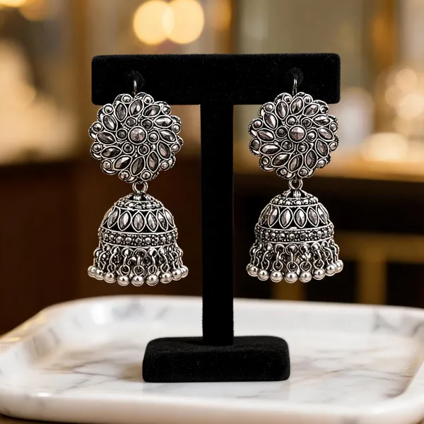 Oxidised_Jhumki_Earrings