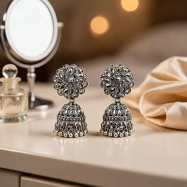 Oxidised_Jhumki_Earrings