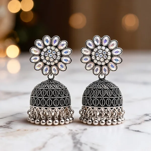 Oxidised_Jhumki_Earrings