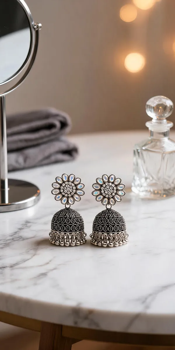 Oxidised_Jhumki_Earrings
