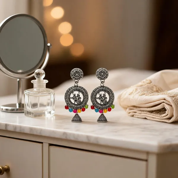 Oxidized_Jhumka_Earrings_With_Beads